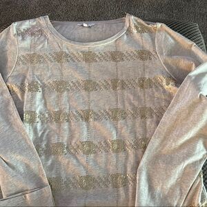 Crown & Ivy Gold and Gray Long Sleeve Top